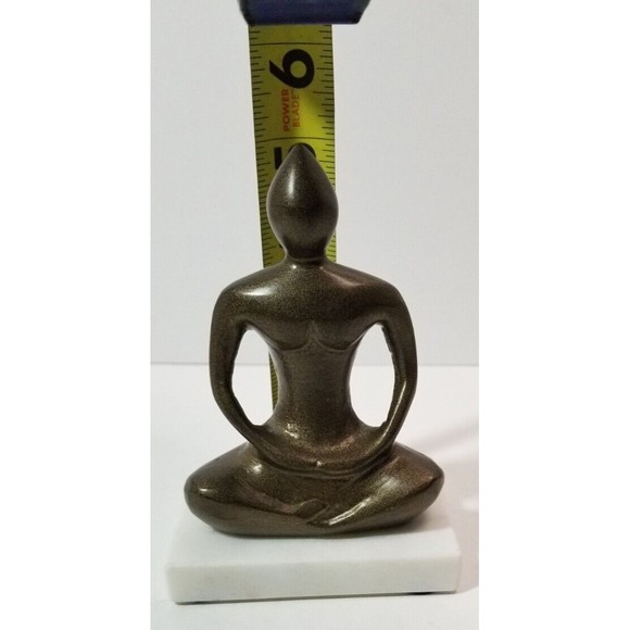 Bronze Yoga Figurine on Marble Pedestal OR Buddha Figurine on Marble Pedestal - Picture 3 of 4